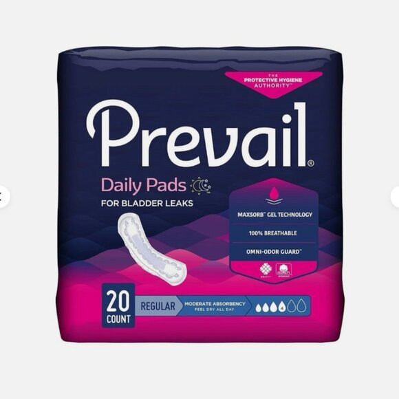 Prevail Daily Pads for Bladder Leak Moderate Absorbency 5 Pack Bundle/100 Pads - Picture 1 of 5
